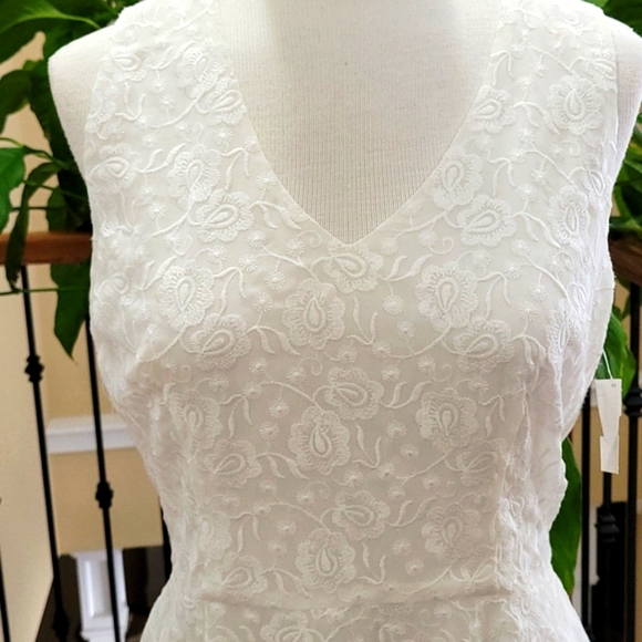 BB Dakota Dresses & Skirts - NEW White Dress Flirty Fit Flowy Crepe Overlay Sleeveless Skater BB Dakota sz 8